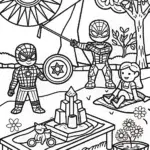 Avengers Assemble at the Park Coloring Page