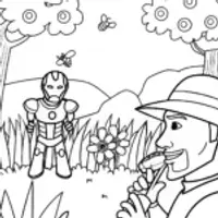 Iron Man Garden Party Coloring Page