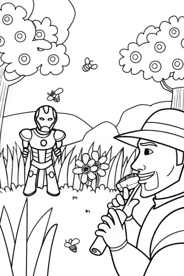 A coloring page of Iron Man Garden Party Coloring Page