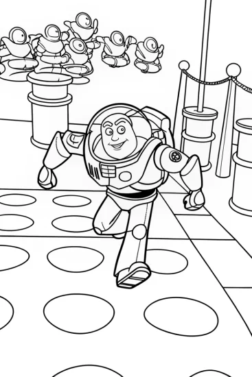 A coloring page of Buzz Lightyear’s Alien Adventure Race Coloring Page