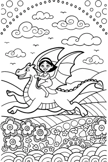 A coloring page of Jasmine’s Soaring Adventure Coloring Page