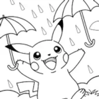 Pikachu’s Rainy Day Adventure Coloring Page