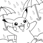 Pikachu’s Rainy Day Adventure Coloring Page