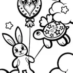 Rainbow Friends’ Dreamy Balloon Adventure Coloring Page