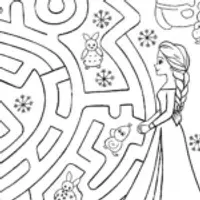 Elsa and the Magical Ice Maze Coloring Page