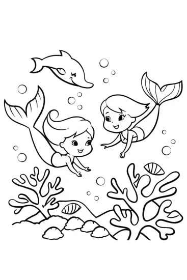 A coloring page of Bratz Dolls Under the Sea Adventure Coloring Page