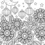 Flower Starlight Festival Coloring Page