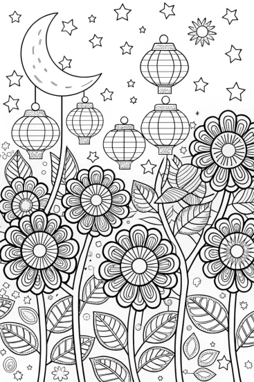 A coloring page of Flower Starlight Festival Coloring Page