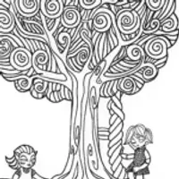 League of Legends Coloring Page with Magical Tree