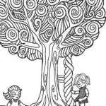 League of Legends Coloring Page with Magical Tree