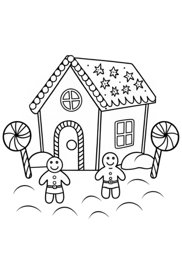 A coloring page of Gingerbread House Rescue Mission Coloring Page