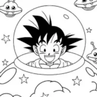 Goku’s Cosmic Bubble Adventure Coloring Page