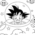 Goku’s Cosmic Bubble Adventure Coloring Page