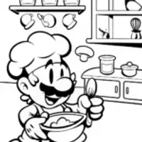 Mario’s Enchanted Kitchen Adventure Coloring Page