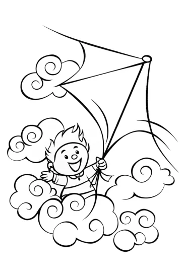 A coloring page of Goku’s Mythical Adventure in the Clouds Coloring Page