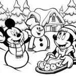 Mickey and Friends Christmas Coloring Page
