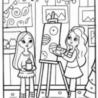 Bratz Dolls in a Magical Art Studio Coloring Page