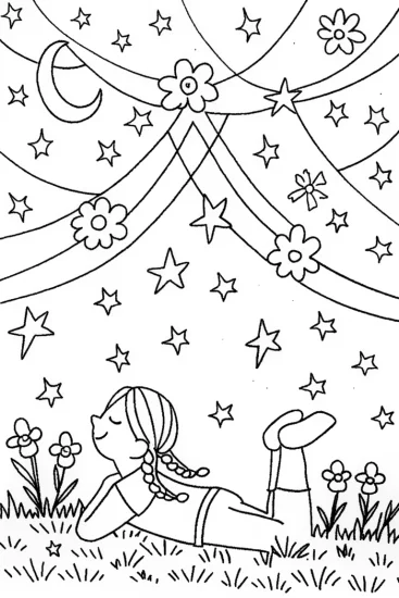 A coloring page of The Summer Stargazer Coloring Page