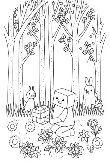 A coloring page of Creeper’s Enchanted Treasure Hunt Coloring Page