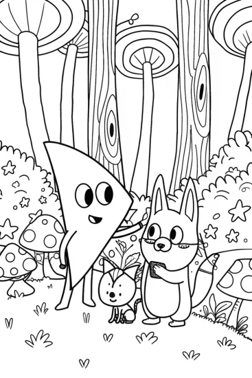 A coloring page of Lightning Bolt Adventure in a Dreamy Forest Coloring Page