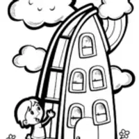 Rainbow Skyscraper Adventure Coloring Page