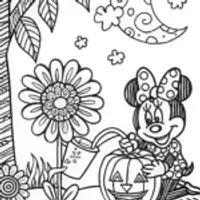 Minnie Mouse’s Enchanted Halloween Garden Coloring Page