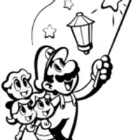 Luigi’s Magical Shadow Play Coloring Page