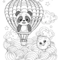 Baby Panda and Fluffy Chick Bubble Coloring Page