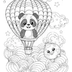 Baby Panda and Fluffy Chick Bubble Coloring Page