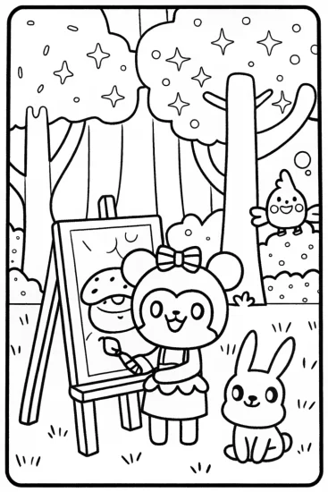 A coloring page of Kuromi’s Enchanted Frame Coloring Page
