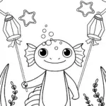 Axolotl’s Enchanted Lantern Festival Coloring Page