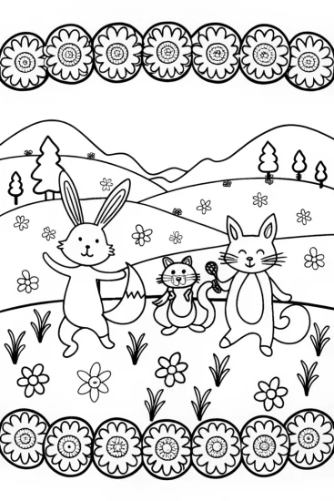 A coloring page of Springtime Dance Party Coloring Page