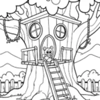 Huggy Wuggy’s Treehouse Adventure Coloring Page