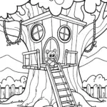 Huggy Wuggy’s Treehouse Adventure Coloring Page