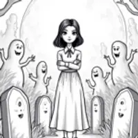 Wednesday Addams in the graveyard