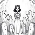 Wednesday Addams in the graveyard