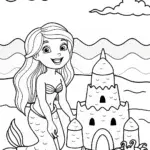 Mermaid building a sandcastle
