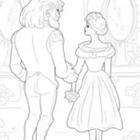Belle and the Beast in a mirror maze
