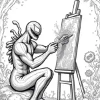 Venom painting in a cosmic forest