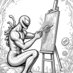 Venom painting in a cosmic forest