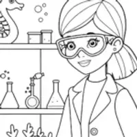 Mermaid experimenting in her lab