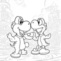 Yoshi in a futuristic city