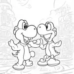 Yoshi in a futuristic city