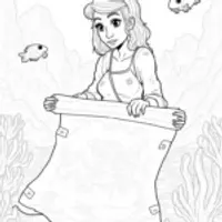 Mermaid cartographer exploring depths