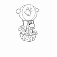 Yoshi in a fruit hot air balloon