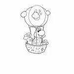Yoshi in a fruit hot air balloon