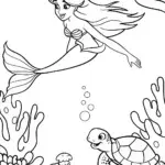 Mermaid exploring underwater garden