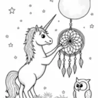 Unicorn crafting a dreamcatcher