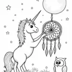 Unicorn crafting a dreamcatcher