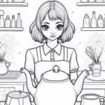 Wednesday Addams in a mystical kitchen